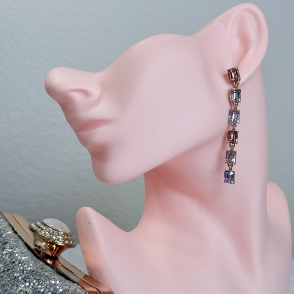 Gold and Multicolor Gem Earrings - Picture 3 of 7